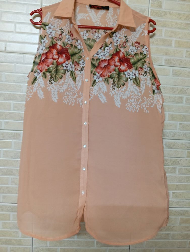 Peach Colour Tank Shirt,