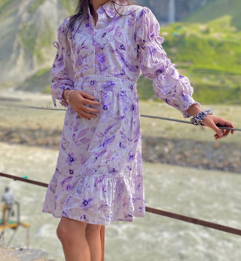 A Purple Floral Flowers Dress