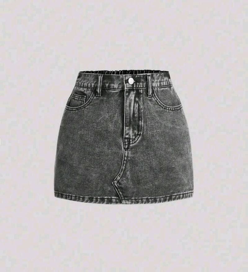 New Without Tag CharcoalGrey Mini Denim Skirt