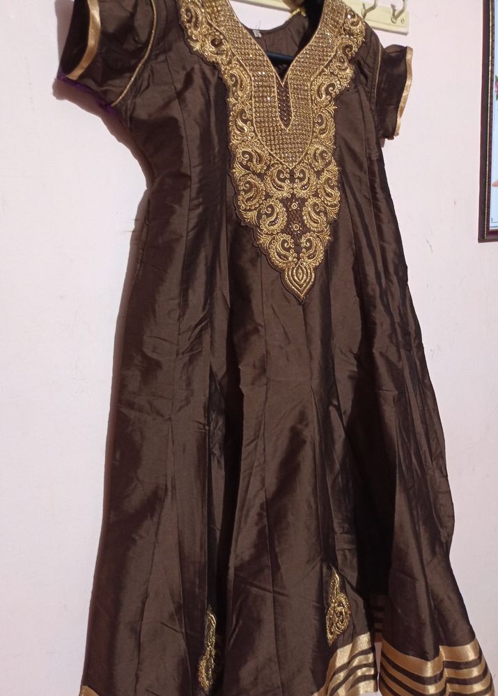 Coffee Brown Anarkali Model....