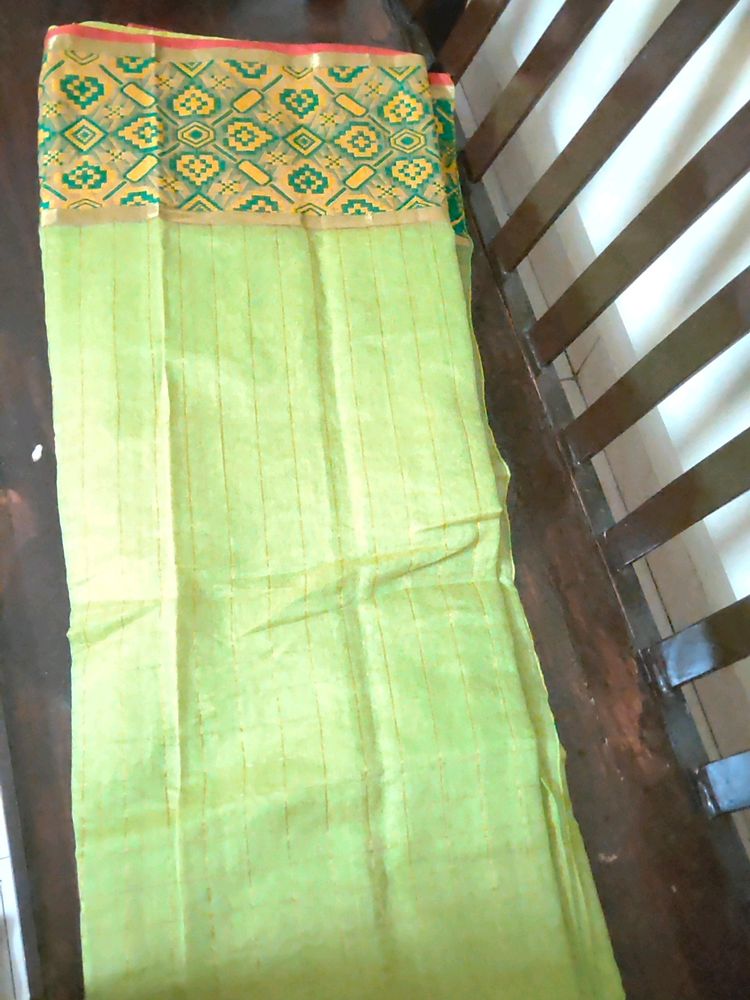 Green Colour Saree With Border
