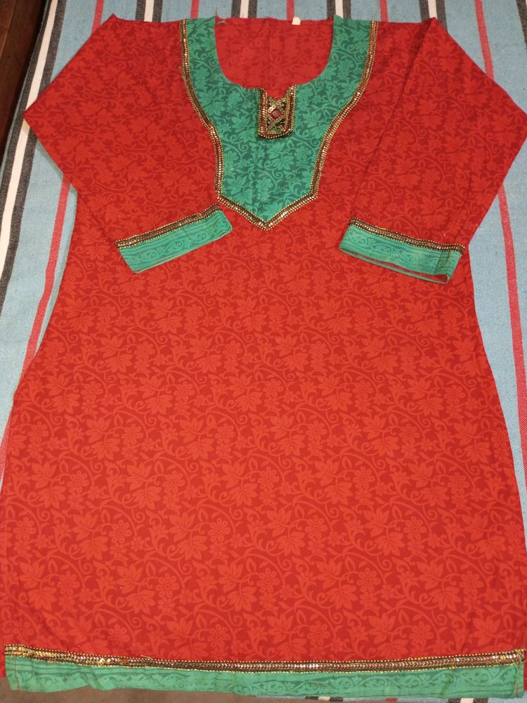 Red Cotton Kurti