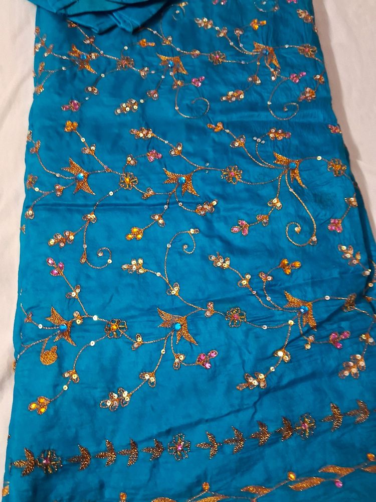 All Over Work Blue Saree