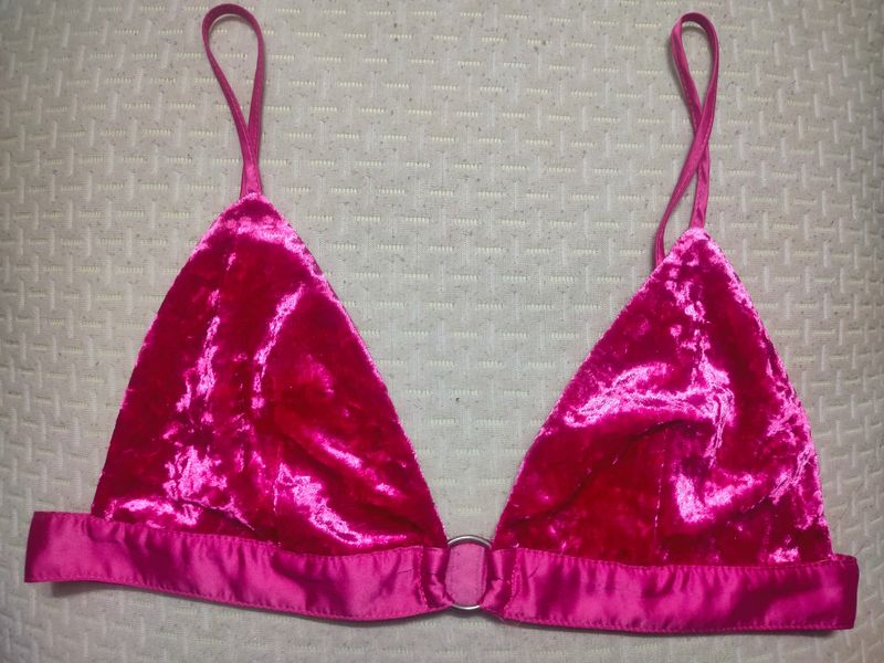 Hot Pink  Velvet Bralette Forever 21