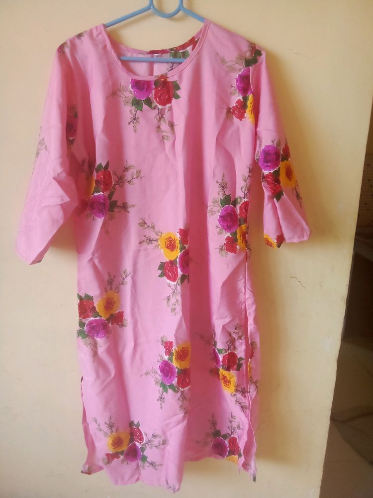 New Floral Printed Crepe Kurti