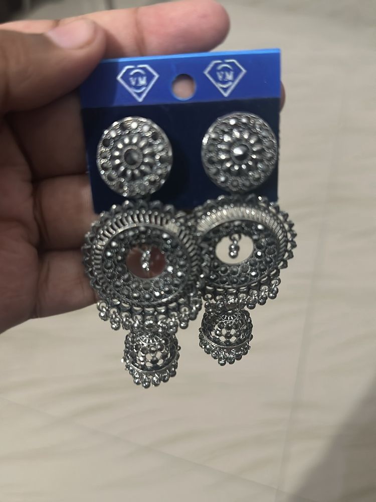 Sliver Plated Silver Oxidised Jhumka