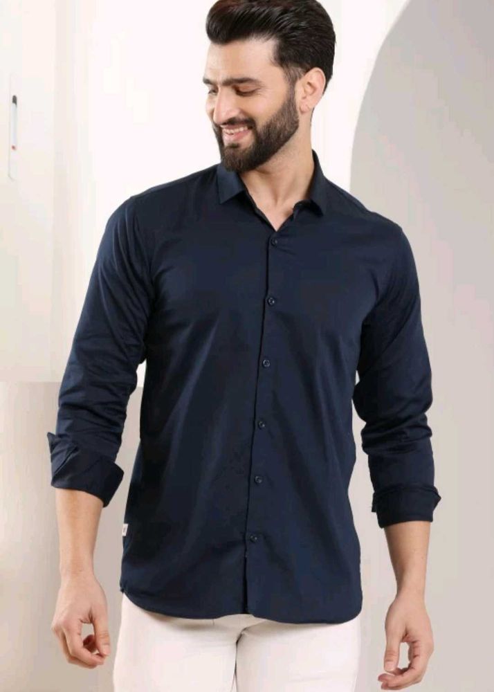 Men Solid navy Blue Shirt