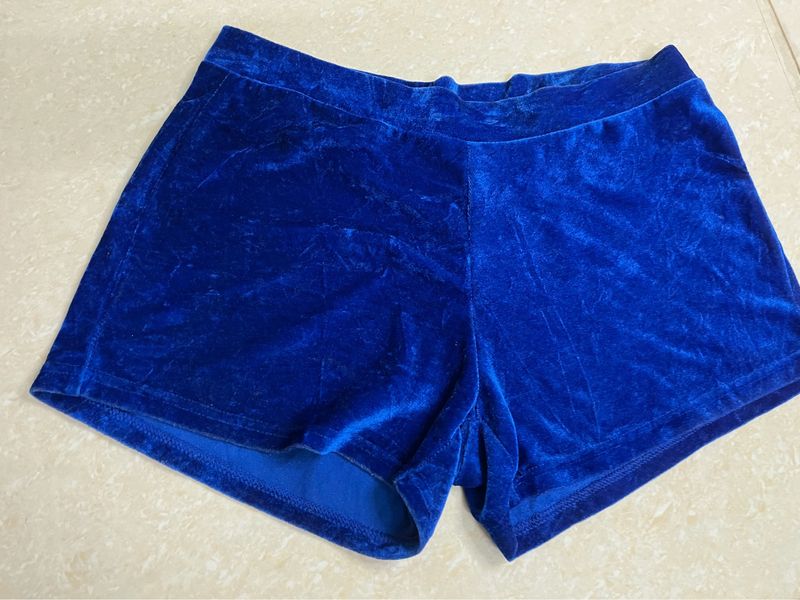 Blue Velvel Shorts