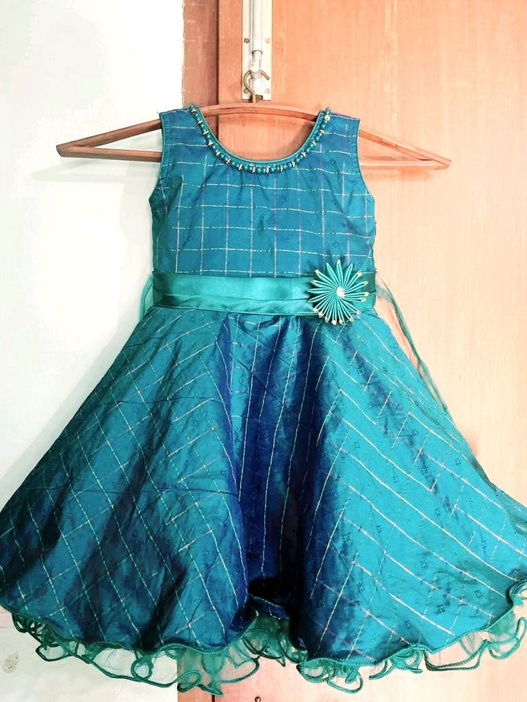 Peacock blue party wear for kids