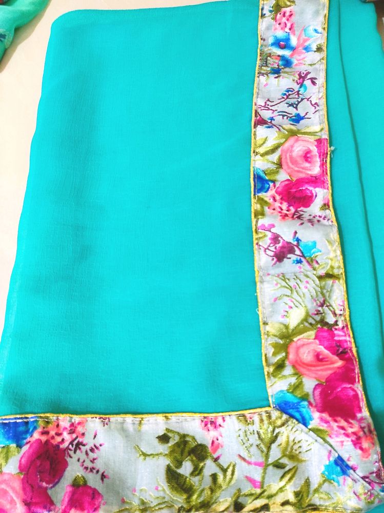 Ocean Blue Saree with Stunning Design