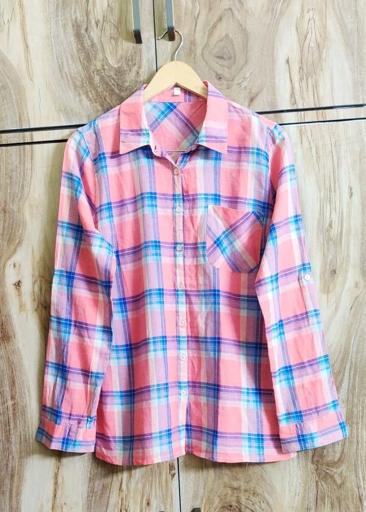 Pink Cotton Shirt Size-38