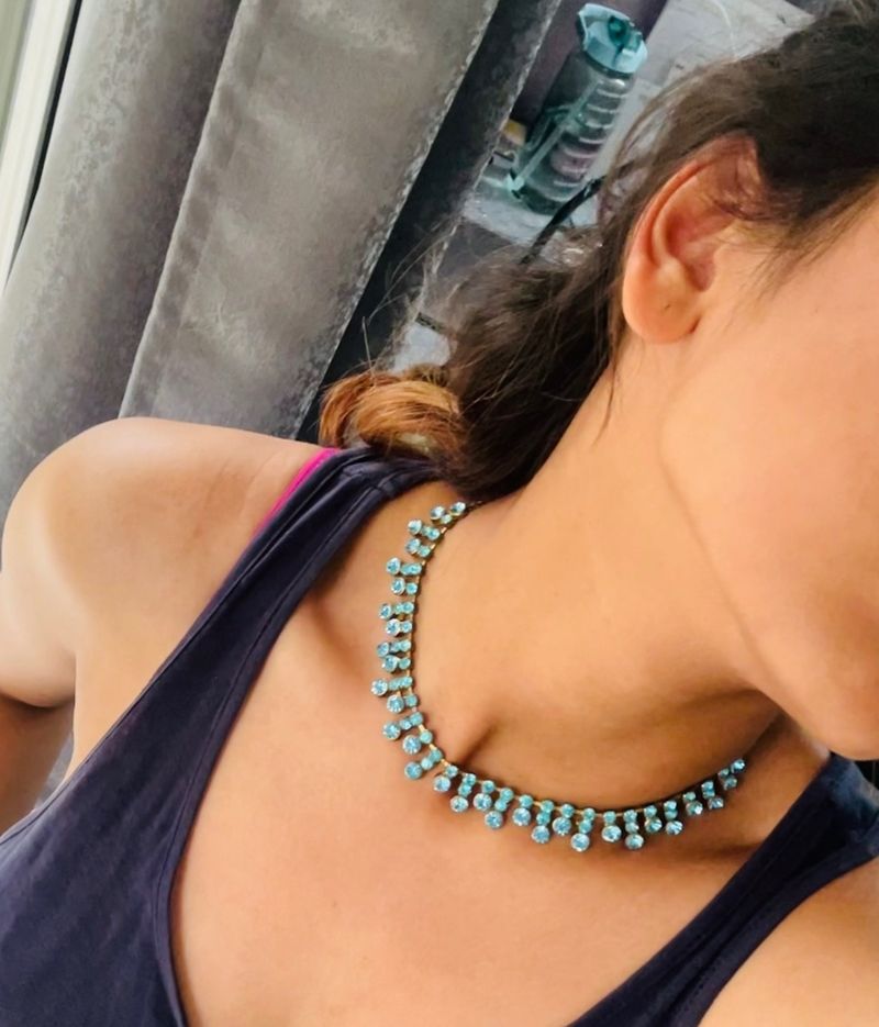 Aquamarine Blue Rhinestone Necklace