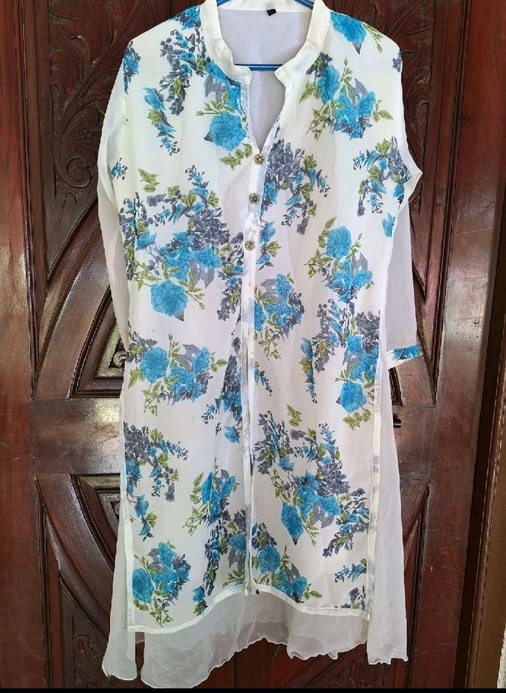 Floral White Kurta