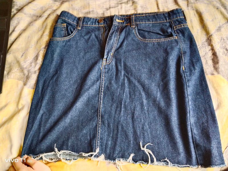 Denim Mini Skirt By AJIO