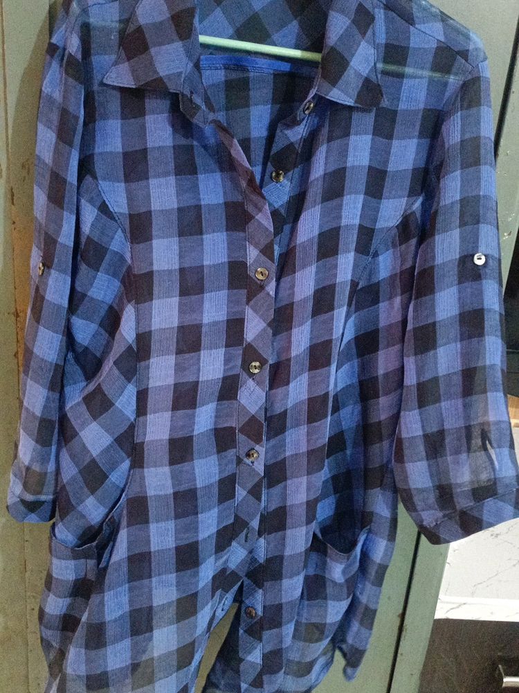 Blue Checkered Top Shirt