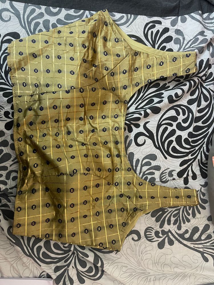 Mustard Silk Cotton Sleeveless Blouse