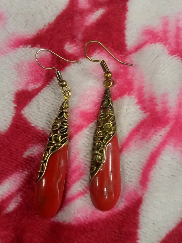 Red And Golden colour earings