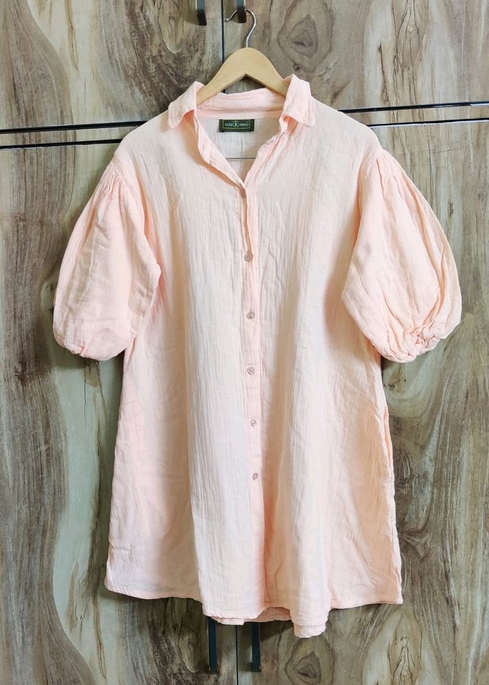 Peach Colour Cotton Long Shirt Size-38-40