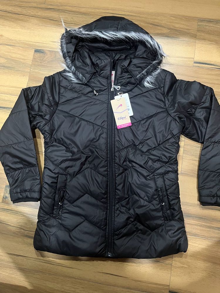 Brand new womens black jacket with detachable hood