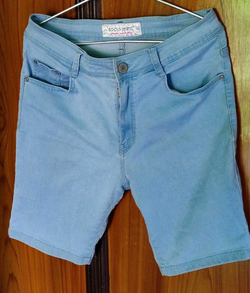 Blue Jean Shorts, High Waist (Over Knee)