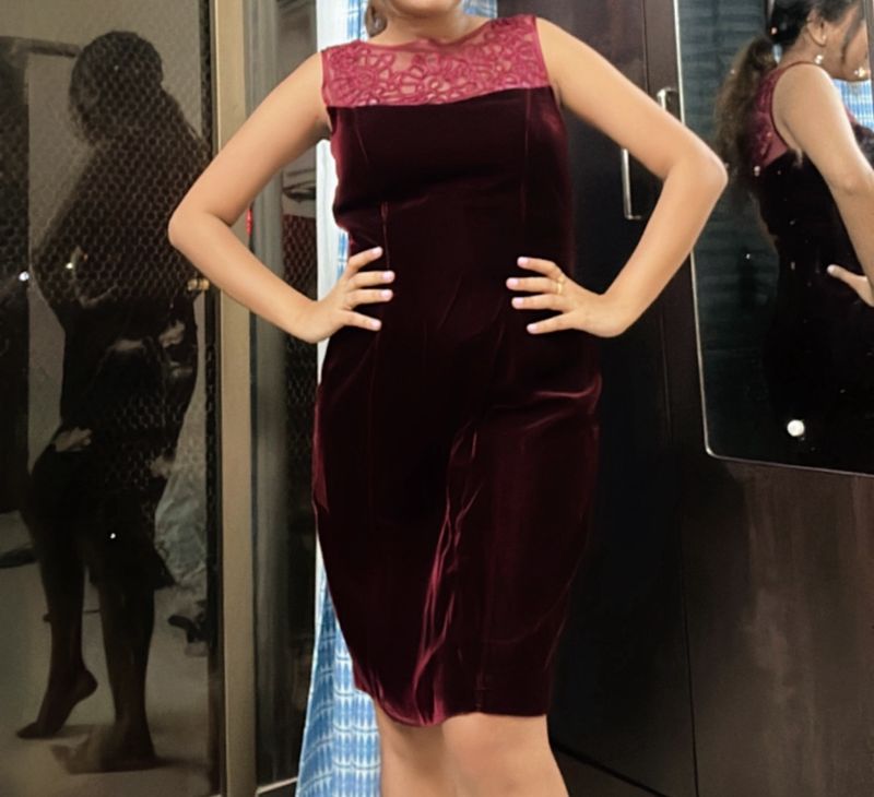 Maroon Velvet Dress