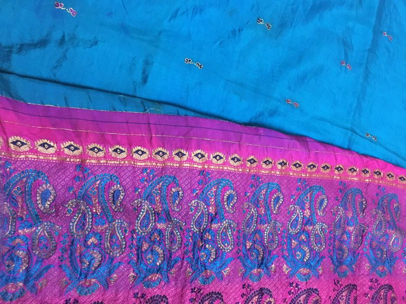 Cobalt Blue N Rani Pink Pure Silk Saree