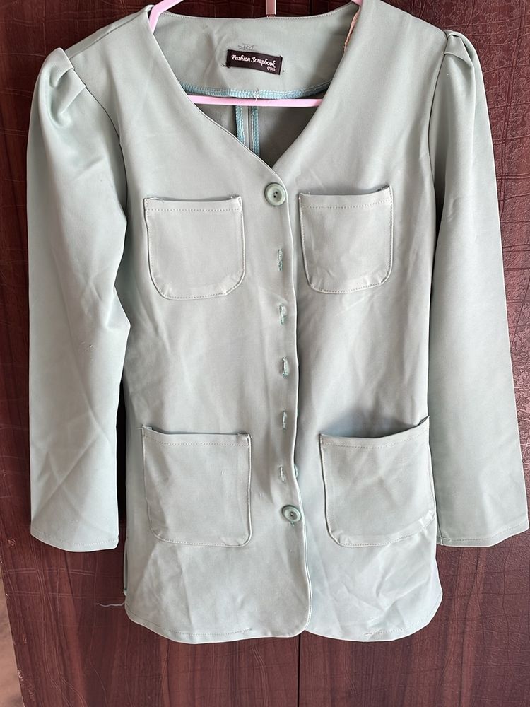 Shoulder Pad Mint Green Korean Jacket/blazer