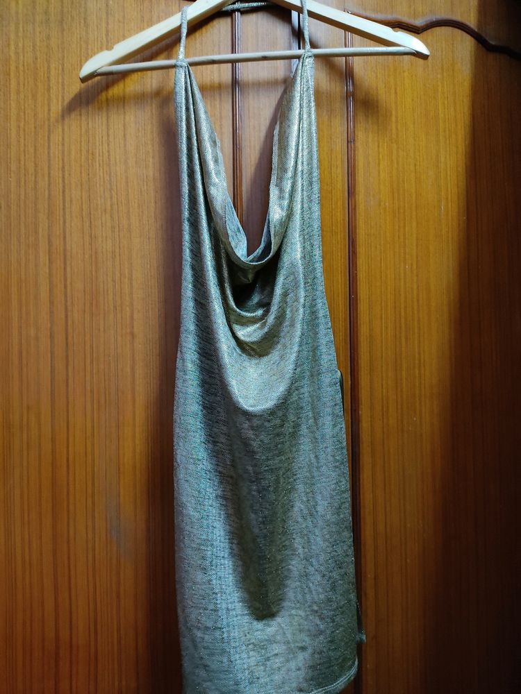 New Cowl Neck Metallic Dress