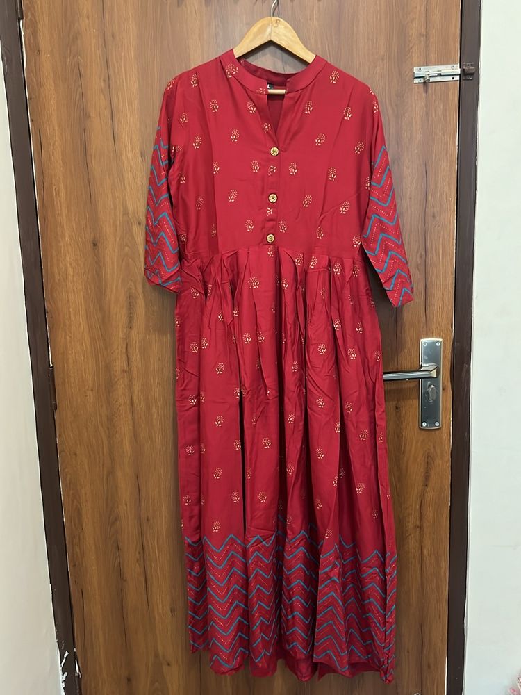 Red Anarkali Kurta For Women