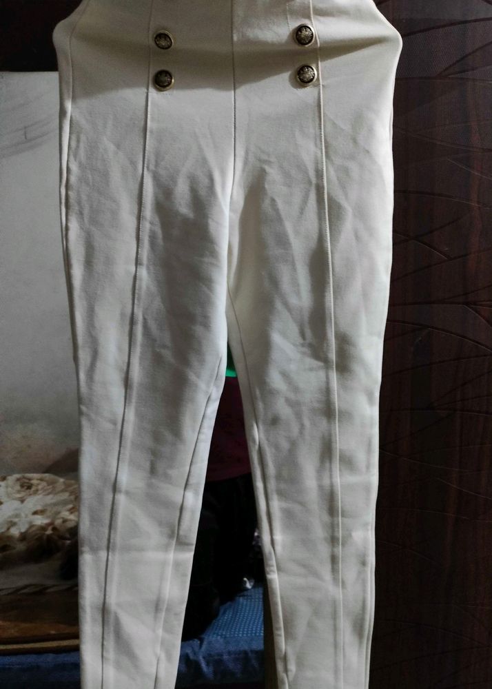 Fancy Cream Trouser For Girls