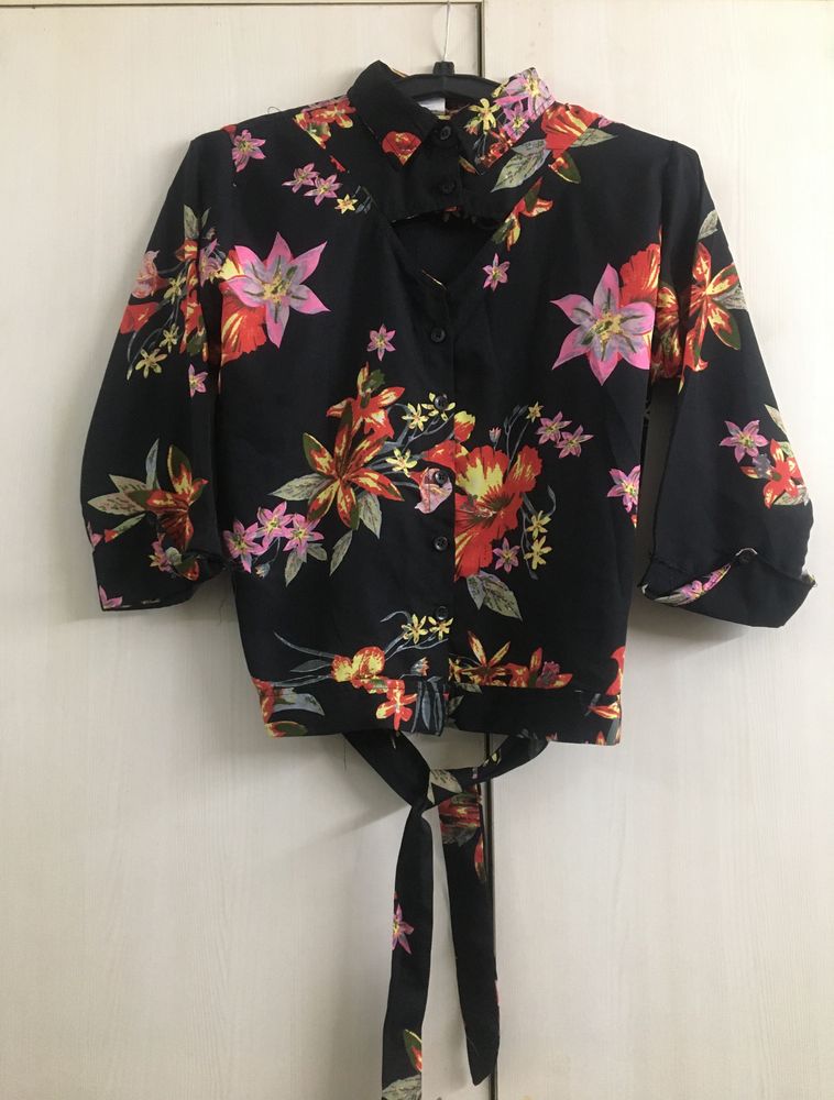 Women Black Floral All Over Printed Shirt