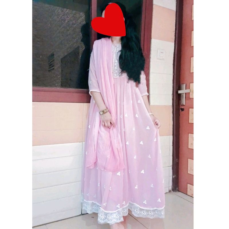 Ethnic Gown Pink Colour