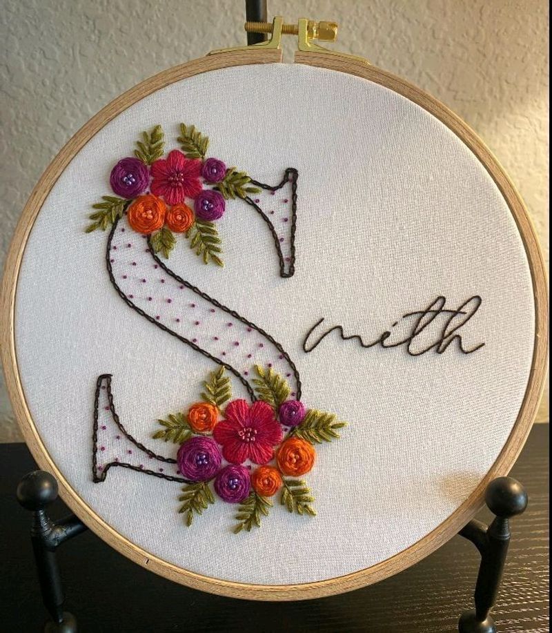 Handmade Initial Embroidery Hoops