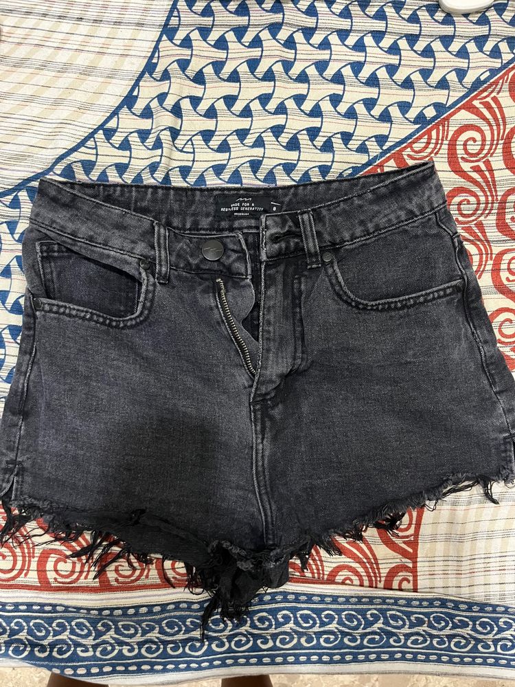 Black To Grey High Waist Shorts