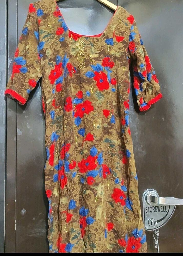 Multi🔴🔵 Floral Printed Kurti For 40 Bust