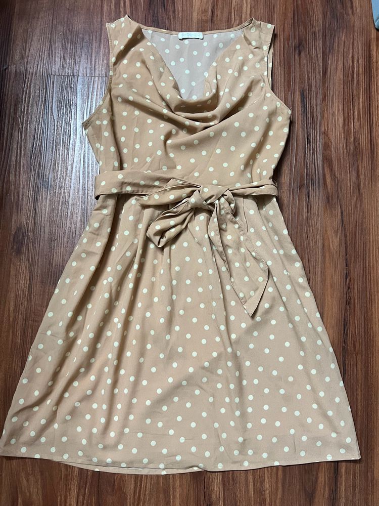 Fall Neck Polka Dot Peach Colour Promod Dress