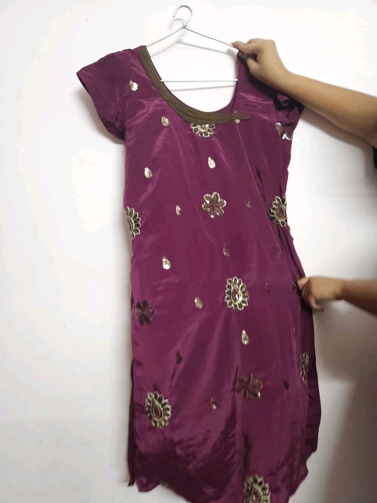 Mysore Silk Trending PurpleKurta With cotton linin