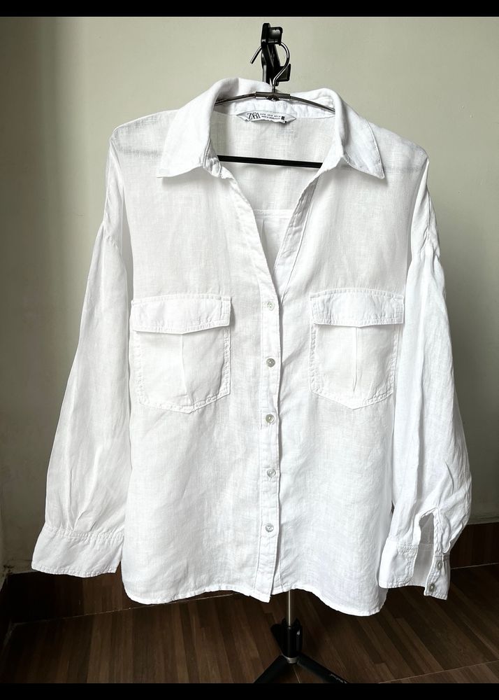 Zara Linen Oversized Button Down Shirt