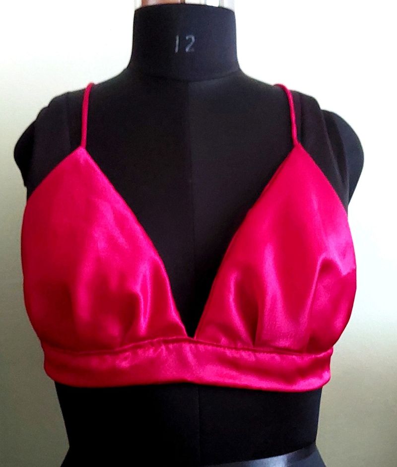 Red Backless Satin Blouse