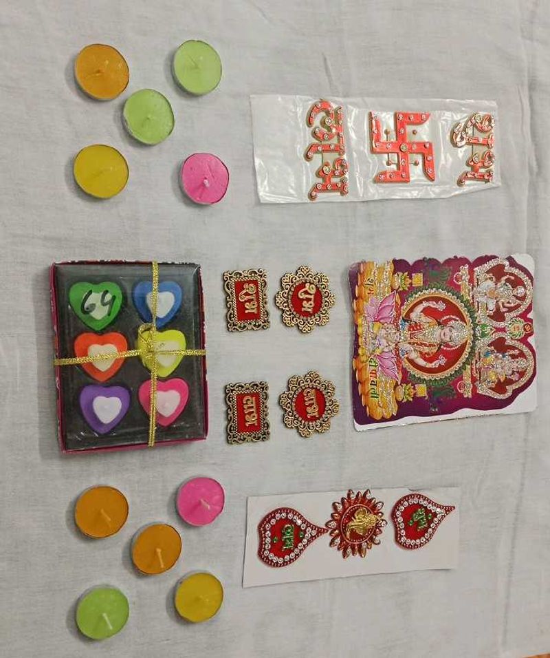 Diwali Fancy Stickers And Candle