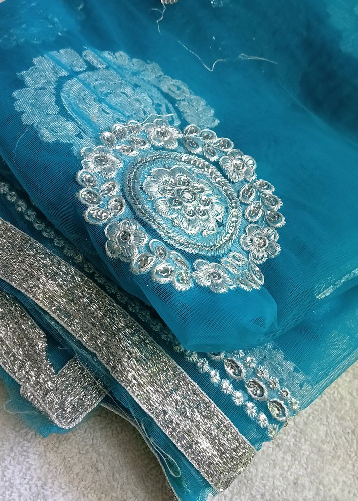 Blue Net Dupatta