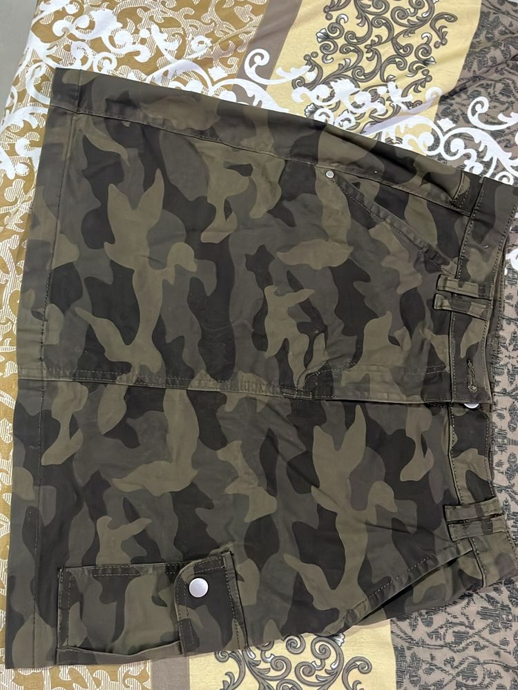 Women Olive Camouflage Skirt By KYLIE