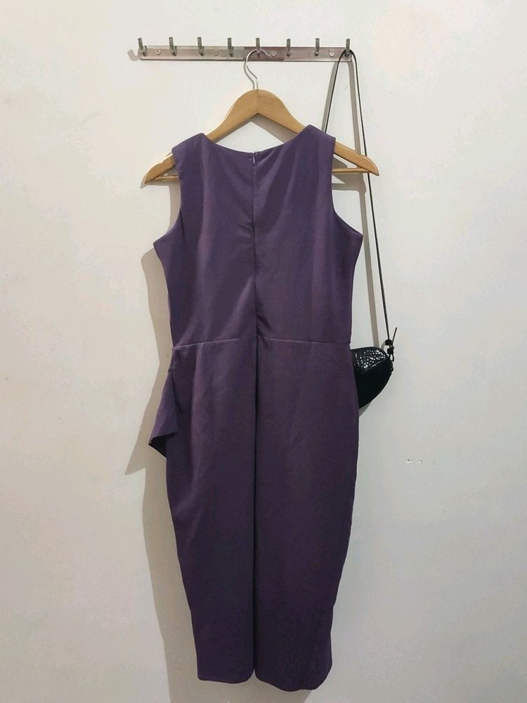 Purple One Side Frill Bodycon Dress