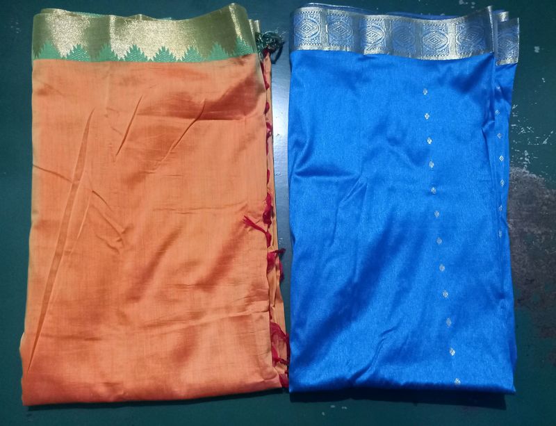 Blue And Orange Saree