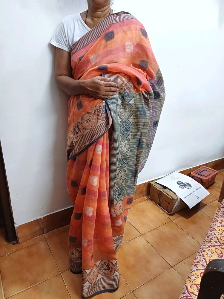 Women Cotton Saree. Used Only Once. With Blouse