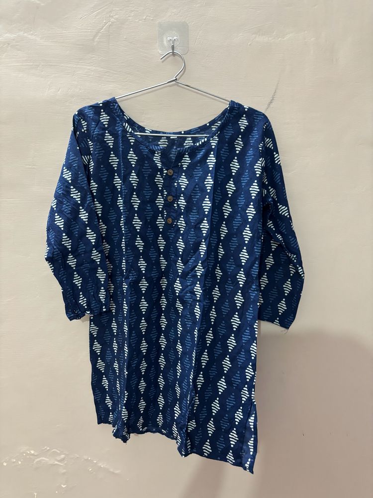 Indigo blue jaipuri kurti