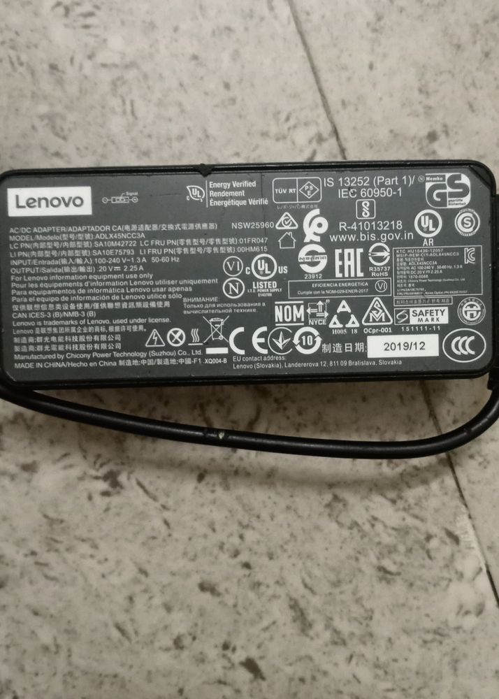 LENOVO LAPTOP CHARGER NEW AND ORIGINAL 45.00 WATT