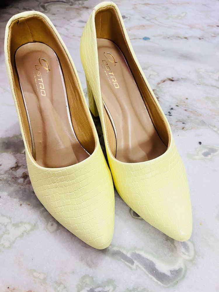 Yellow Broad Heels