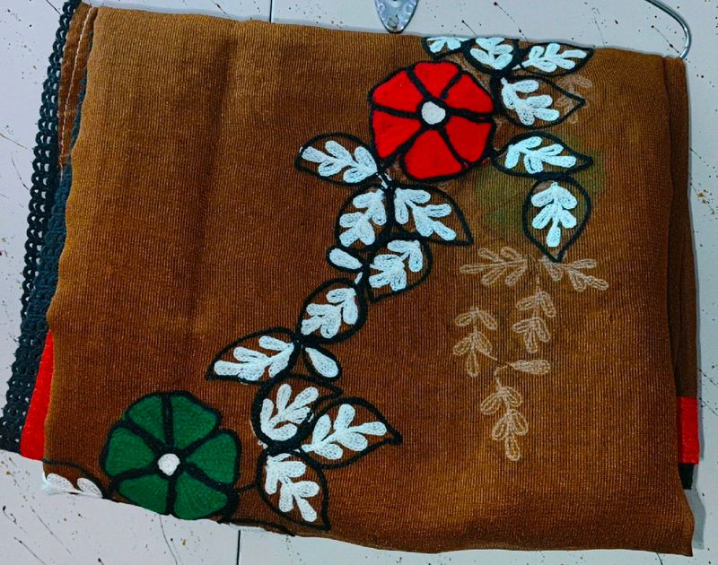 Brown Embroidery Saree