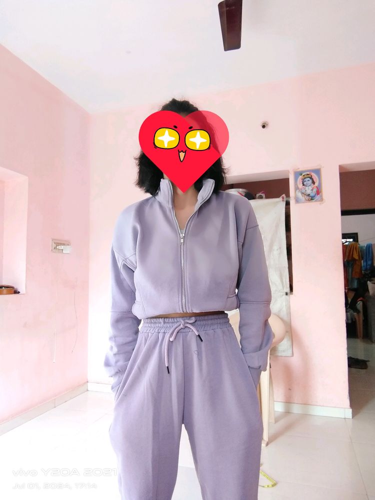 Purple Jacket With Joggers Co-ord Set
